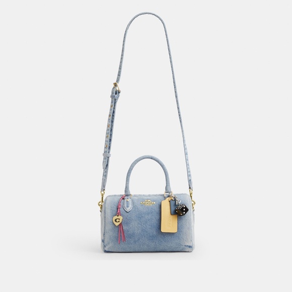 Coach Rowan (Medium) Satchel Bag In Loved Denim With Charms CDY74 - Picture 3 of 6